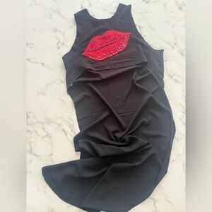 Black Top with Red Sequin Lips